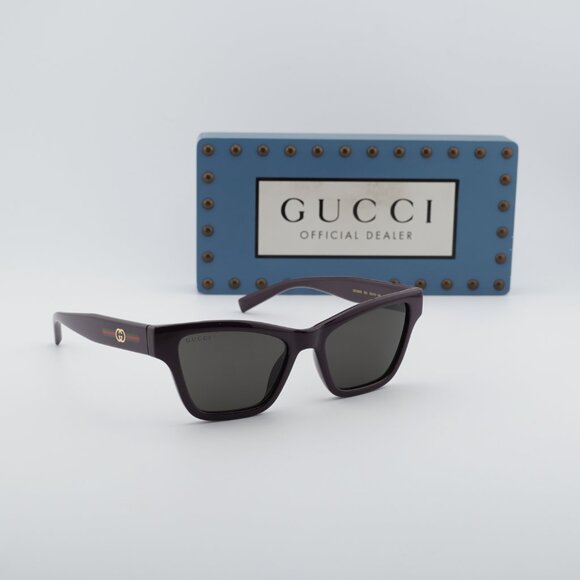 Gucci GG1982S 003 Cat Eye Sunglasses - Shiny Dark Purple\\Solid Smoke main image 6